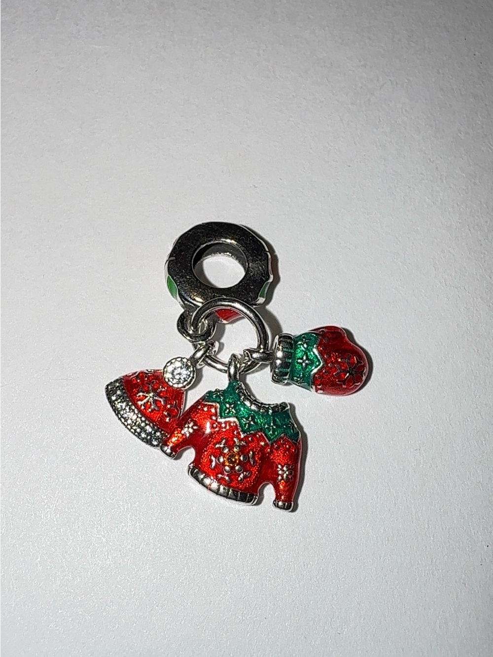 925 Sterling Silver Christmas Sweater Beanie Glove Dangle Charm